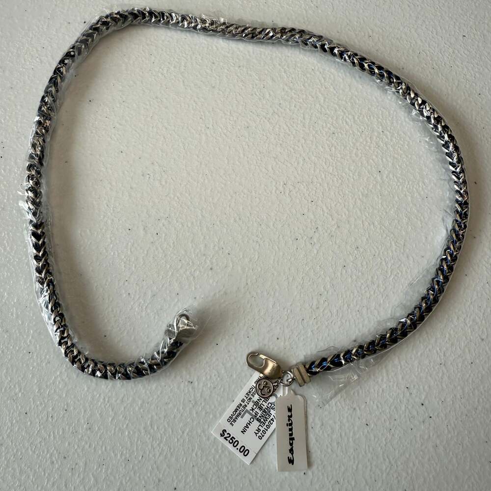 Esquire Men's Jewelry Foxtail 22” Chain Necklace in Stainless Steel